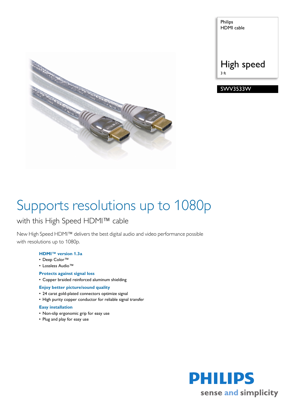 Philips SWV3533W-37 User Manual | 2 pages