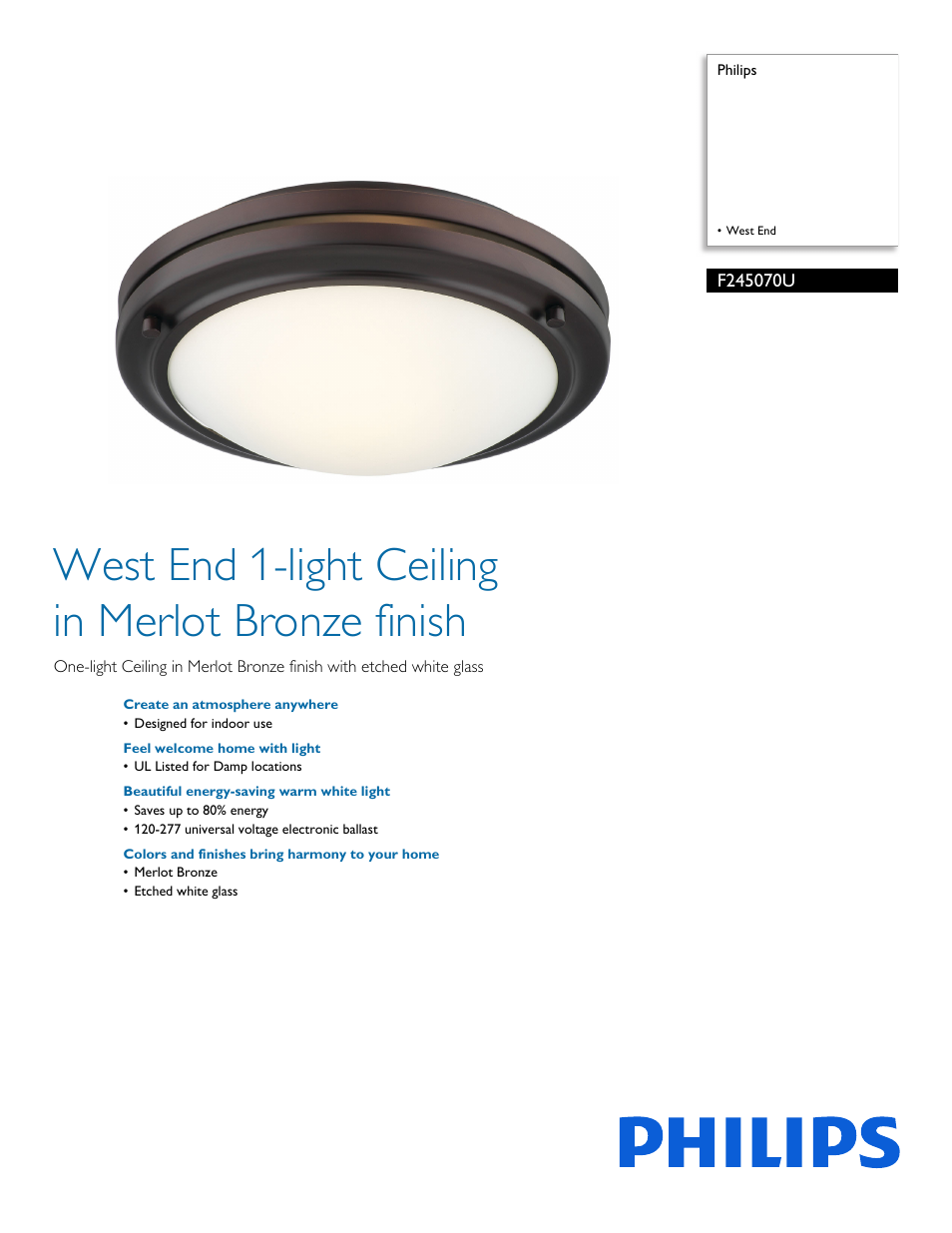 Philips F245070U User Manual | 2 pages