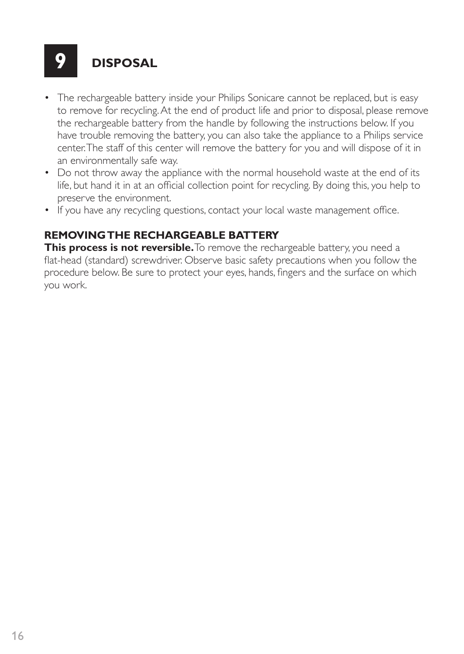 Disposal | Philips HX9332-05 User Manual | Page 16 / 20