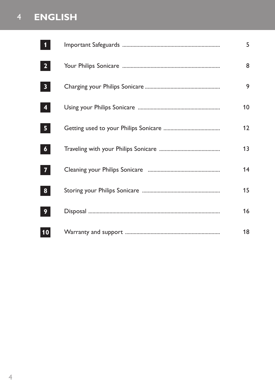 English | Philips HX9332-05 User Manual | Page 4 / 20