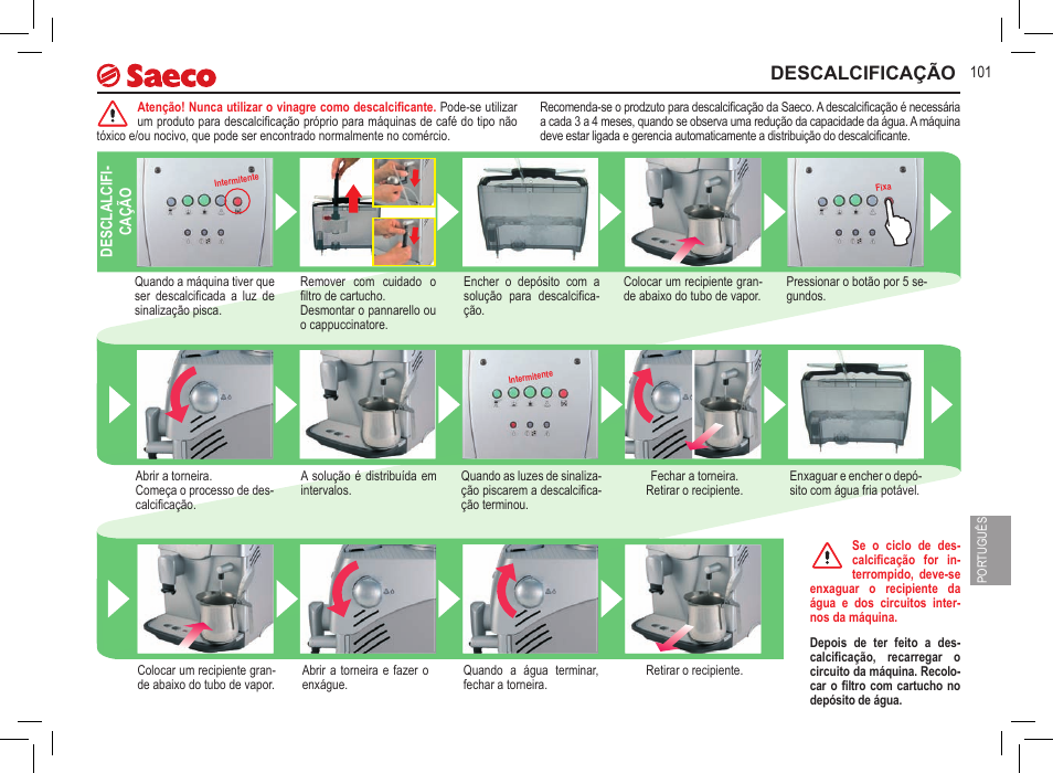 Descalcificação | Philips 10000071 User Manual | Page 101 / 128