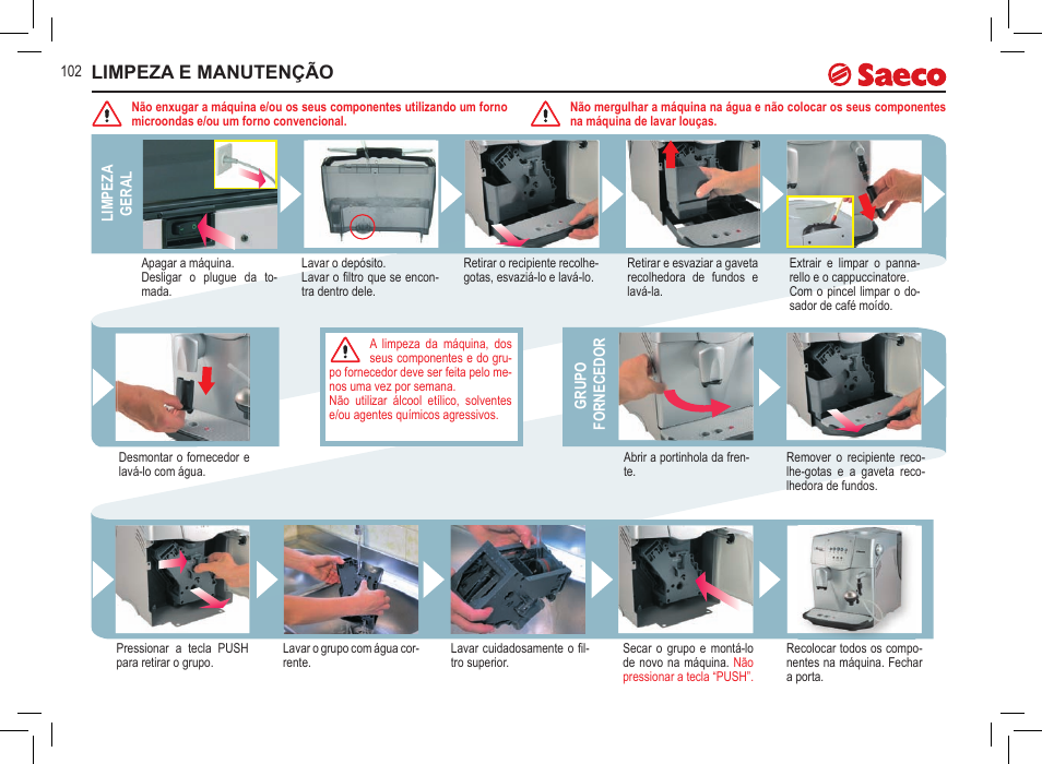 Limpeza e manutenção | Philips 10000071 User Manual | Page 102 / 128