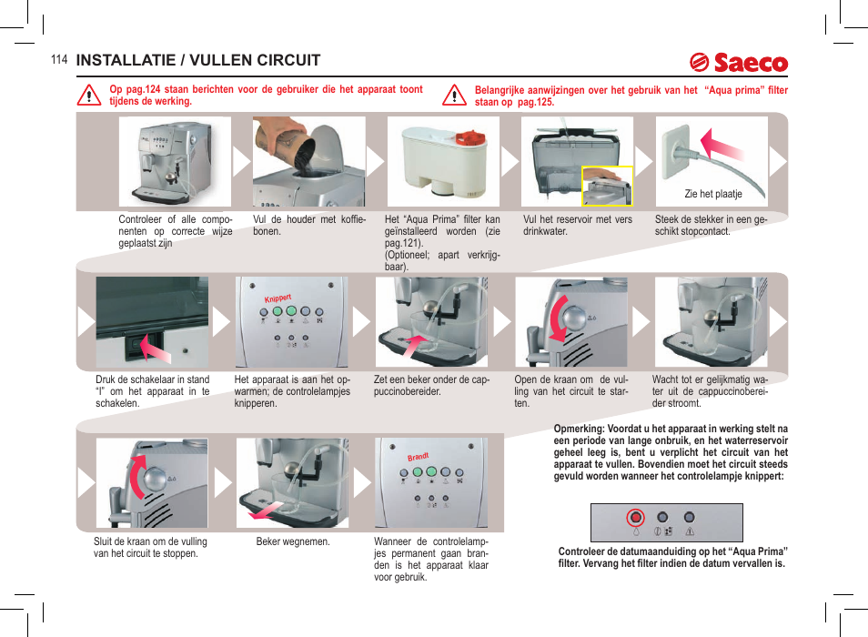 Installatie / vullen circuit | Philips 10000071 User Manual | Page 114 / 128