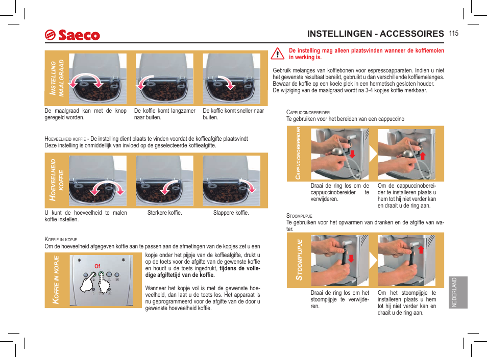 Instellingen - accessoires | Philips 10000071 User Manual | Page 115 / 128