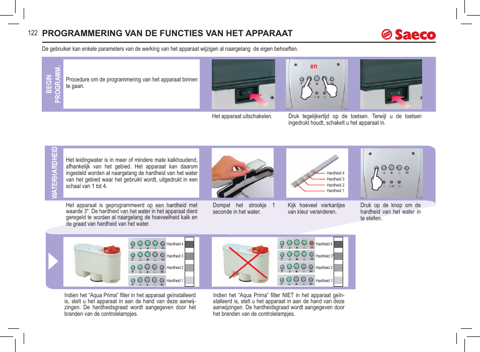 Programmering van de functies van het apparaat | Philips 10000071 User Manual | Page 122 / 128