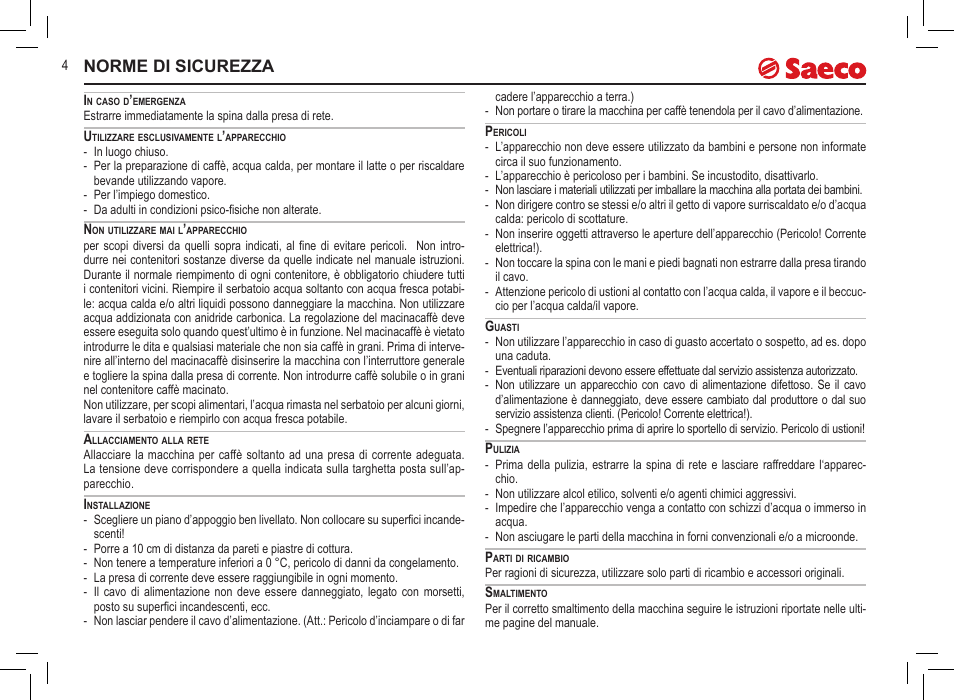 Norme di sicurezza | Philips 10000071 User Manual | Page 4 / 128