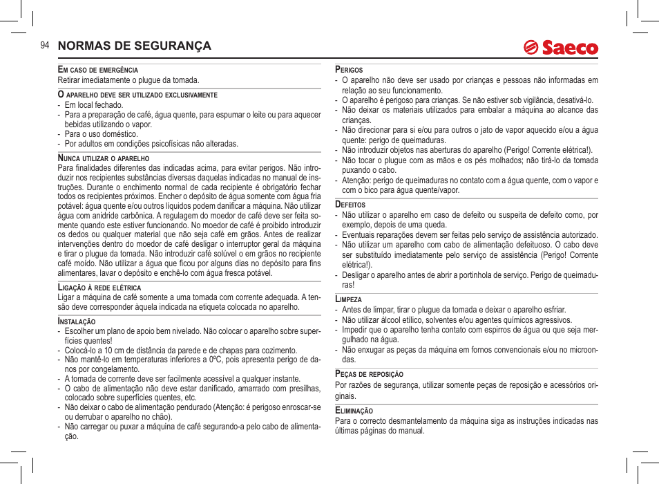 Normas de segurança | Philips 10000071 User Manual | Page 94 / 128