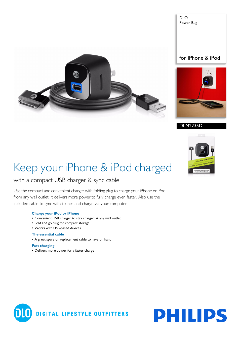 Philips DLO Power Bug DLM2235D for iPhone & iPod User Manual | 2 pages