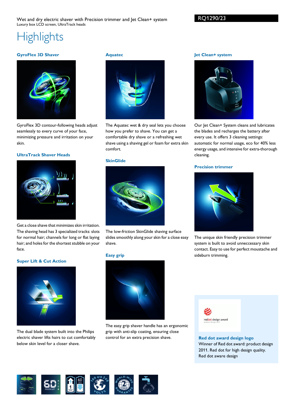 Highlights | Philips RQ1290-23 User Manual | Page 2 / 3