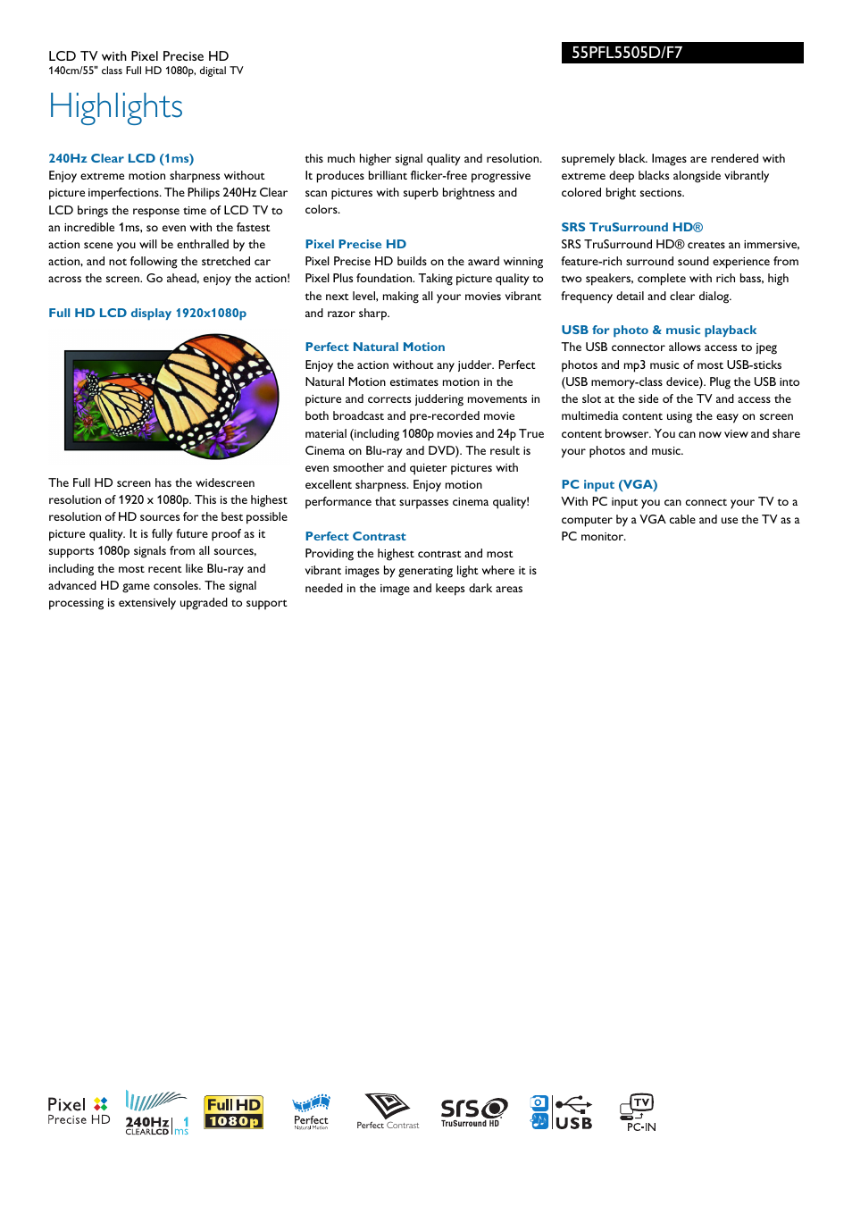 Highlights | Philips 55PFL5505D-F7 User Manual | Page 2 / 3