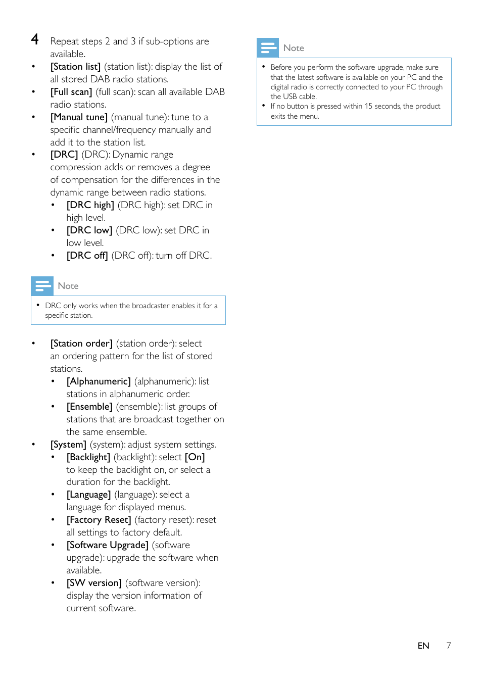 Display dab information, Use dab menu | Philips DA1200-05 User Manual | Page 9 / 17