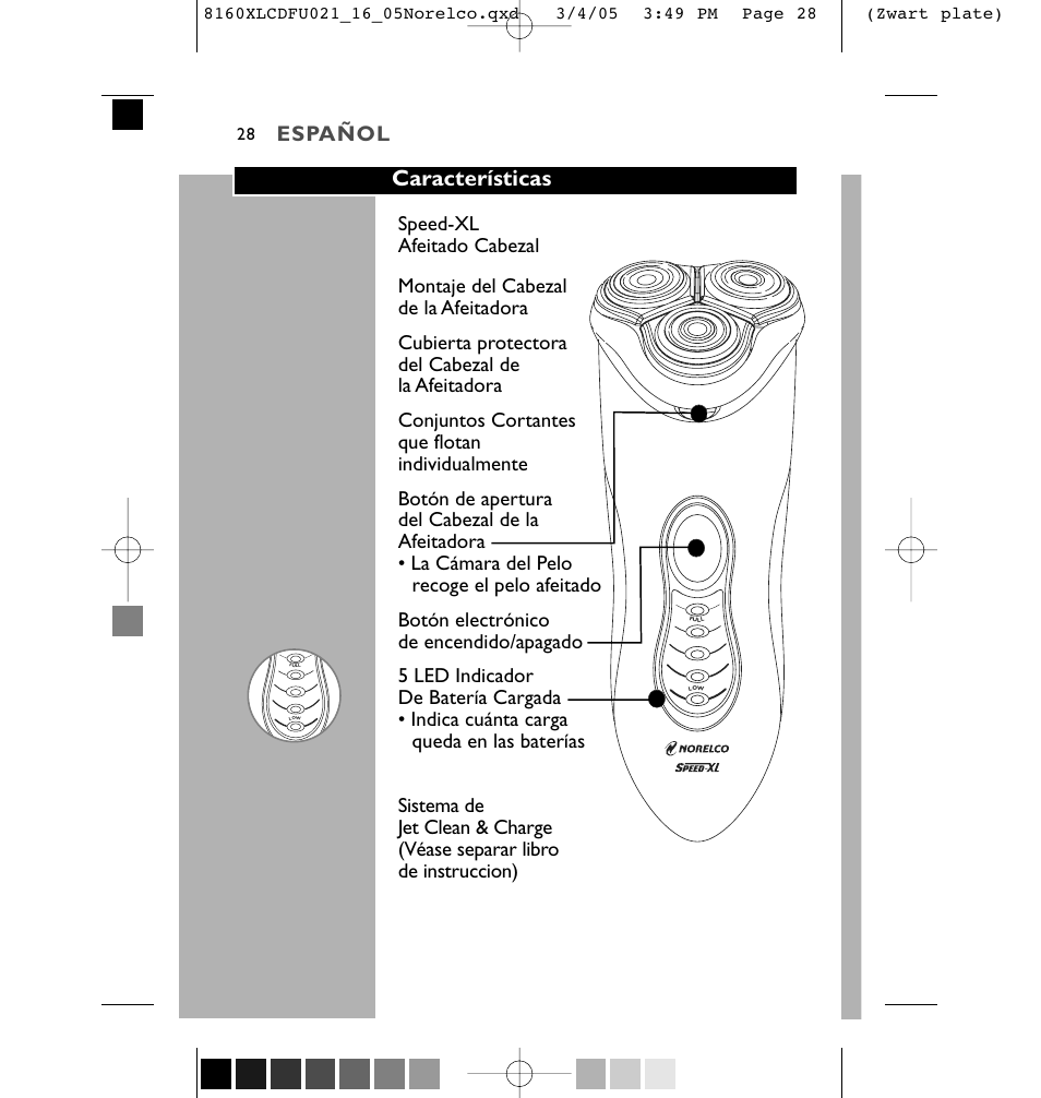 Características, Español | Philips 8160XLCC-40 User Manual | Page 28 / 44