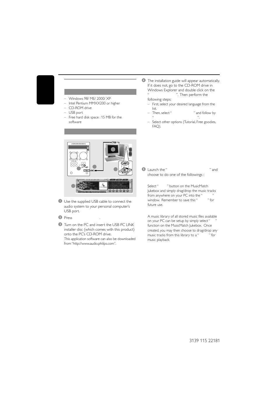 Usb pc link | Philips MC-M570-37 User Manual | Page 14 / 26