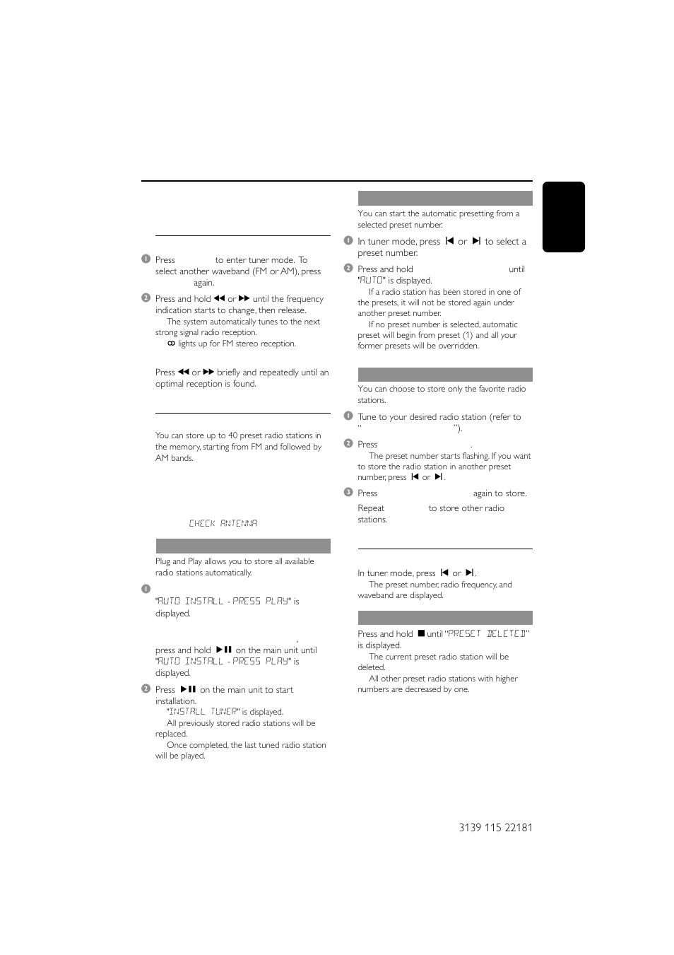 Tuner operations | Philips MC-M570-37 User Manual | Page 21 / 26