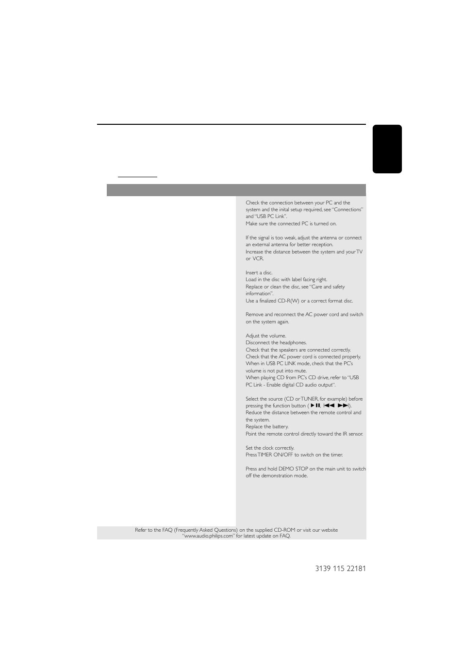 Troubleshooting | Philips MC-M570-37 User Manual | Page 25 / 26