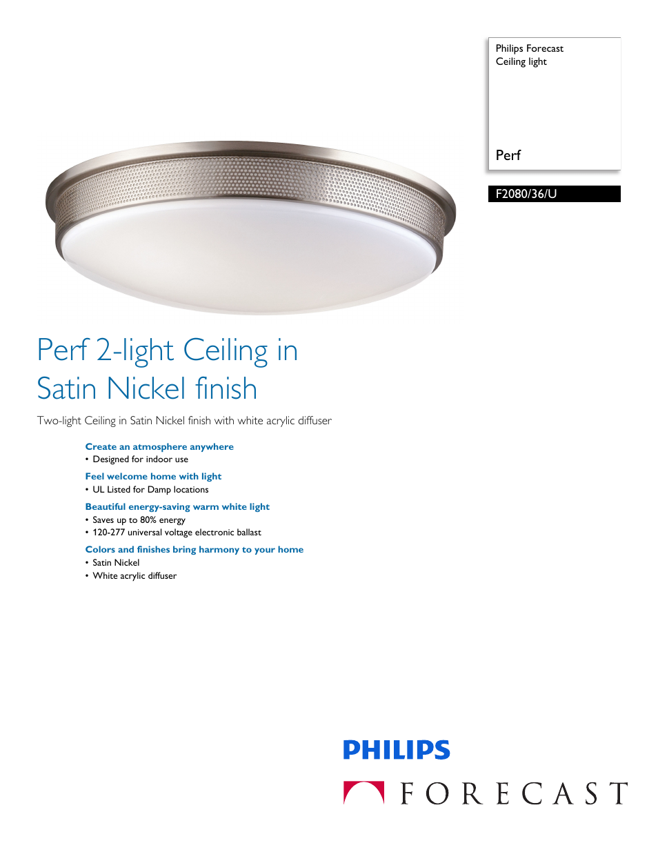 Philips F208036U User Manual | 2 pages