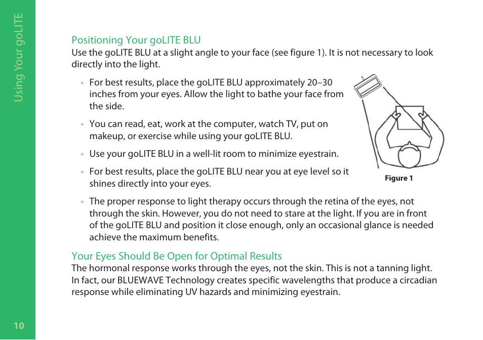 Using your golite | Philips HF3329-60 User Manual | Page 11 / 26