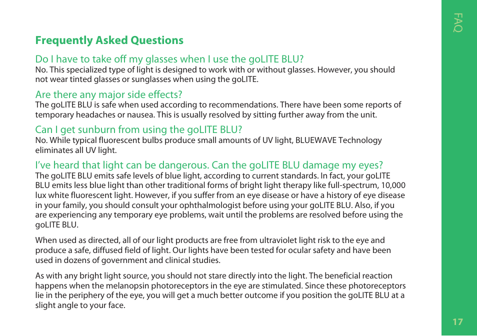 Frequently asked questions, Fa q | Philips HF3329-60 User Manual | Page 18 / 26