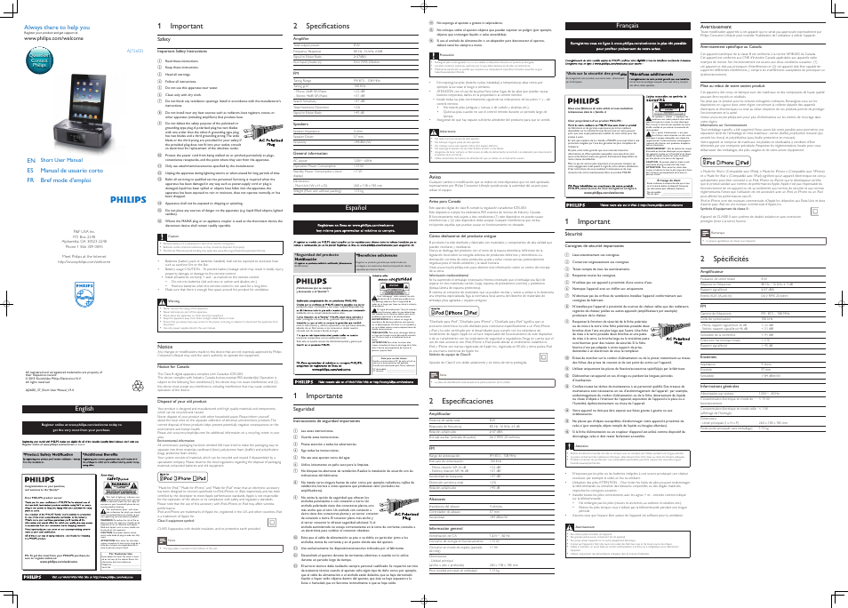 Philips AJ7260D-37 User Manual | 2 pages