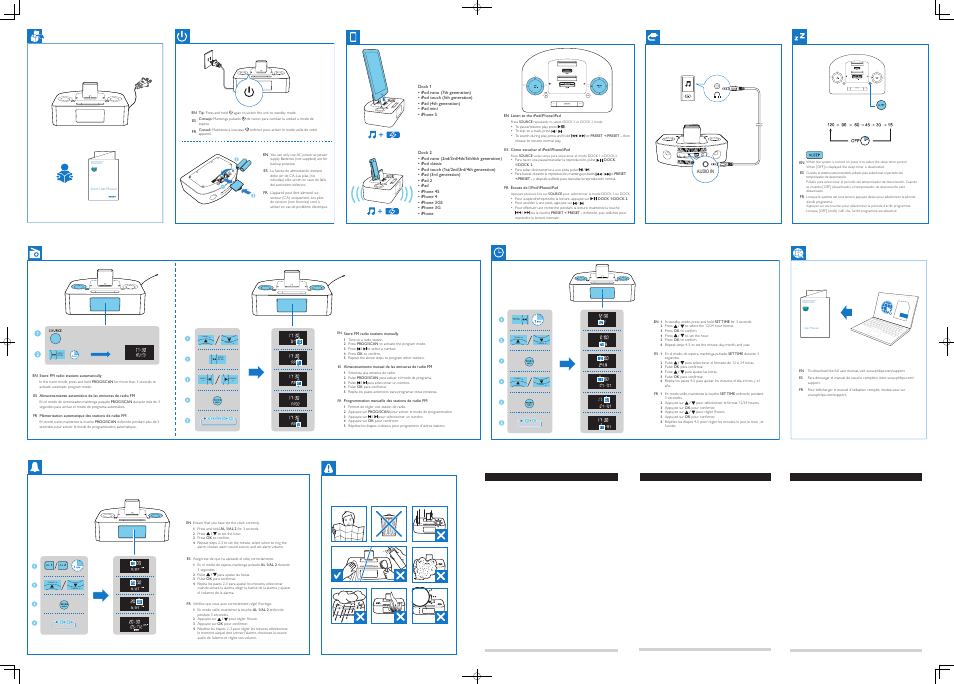 Tuning, Tuning dbb / dsc / set time a, Preset | Philips AJ7260D-37 User Manual | Page 2 / 2