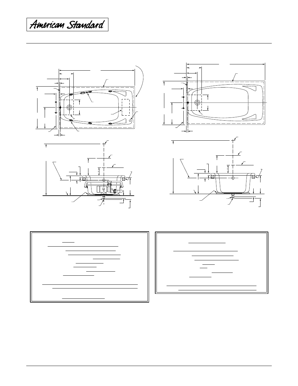 Colony 5’™ whirlpool and bathing pool, High gloss acrylic | American Standard Colony 1583.470 User Manual | Page 2 / 2