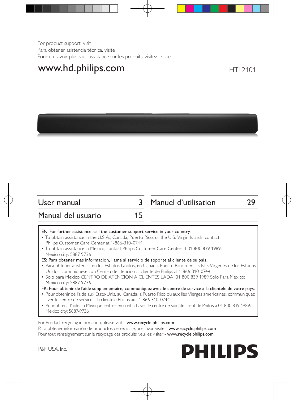 Philips HTL2101-F7 User Manual | 14 pages