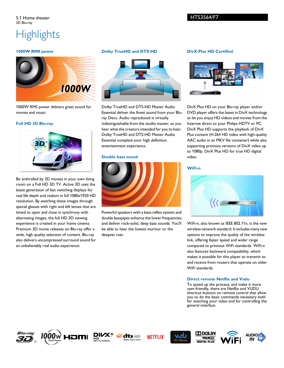 Highlights | Philips HTS3564-F7 User Manual | Page 2 / 3