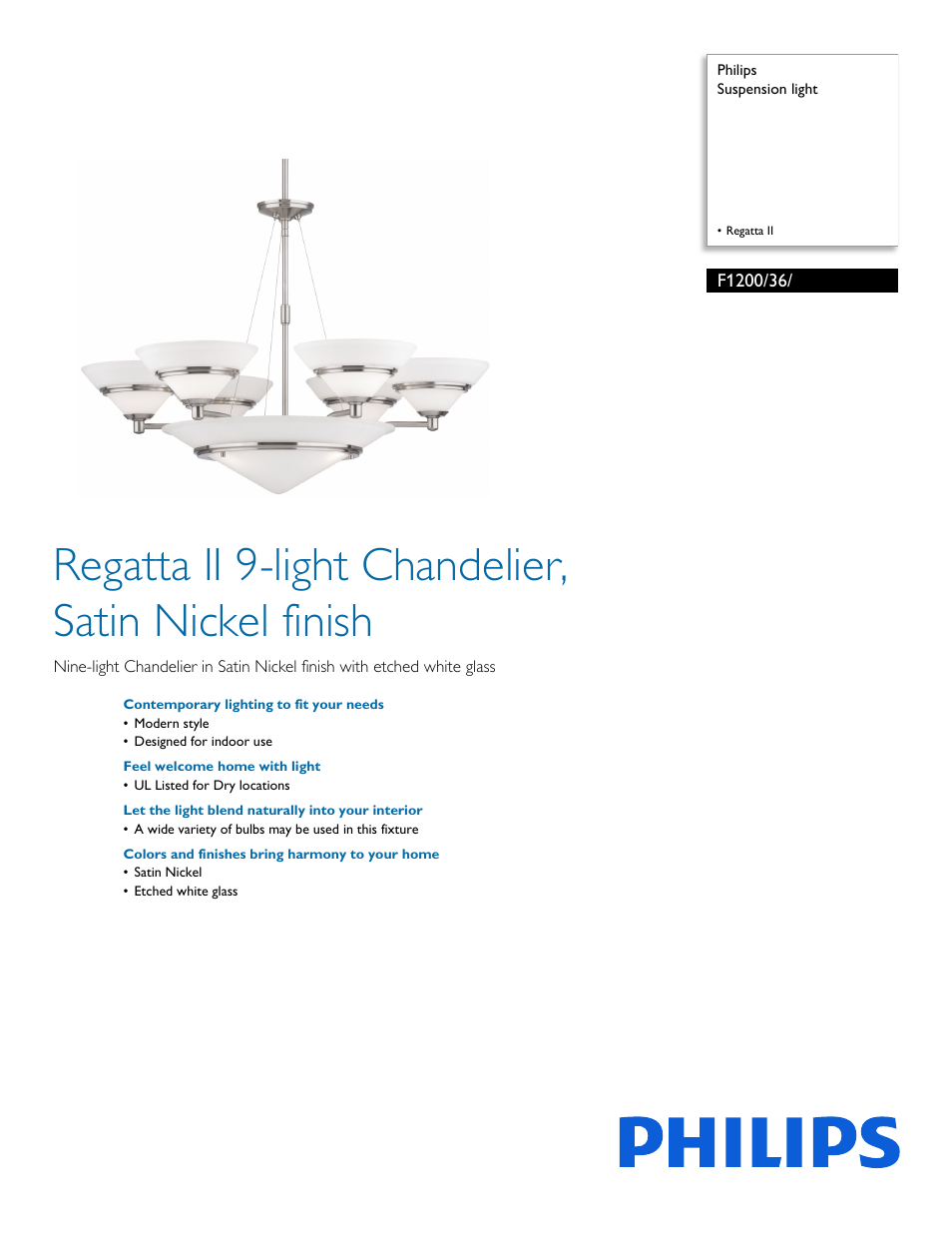 Philips F120036 User Manual | 2 pages