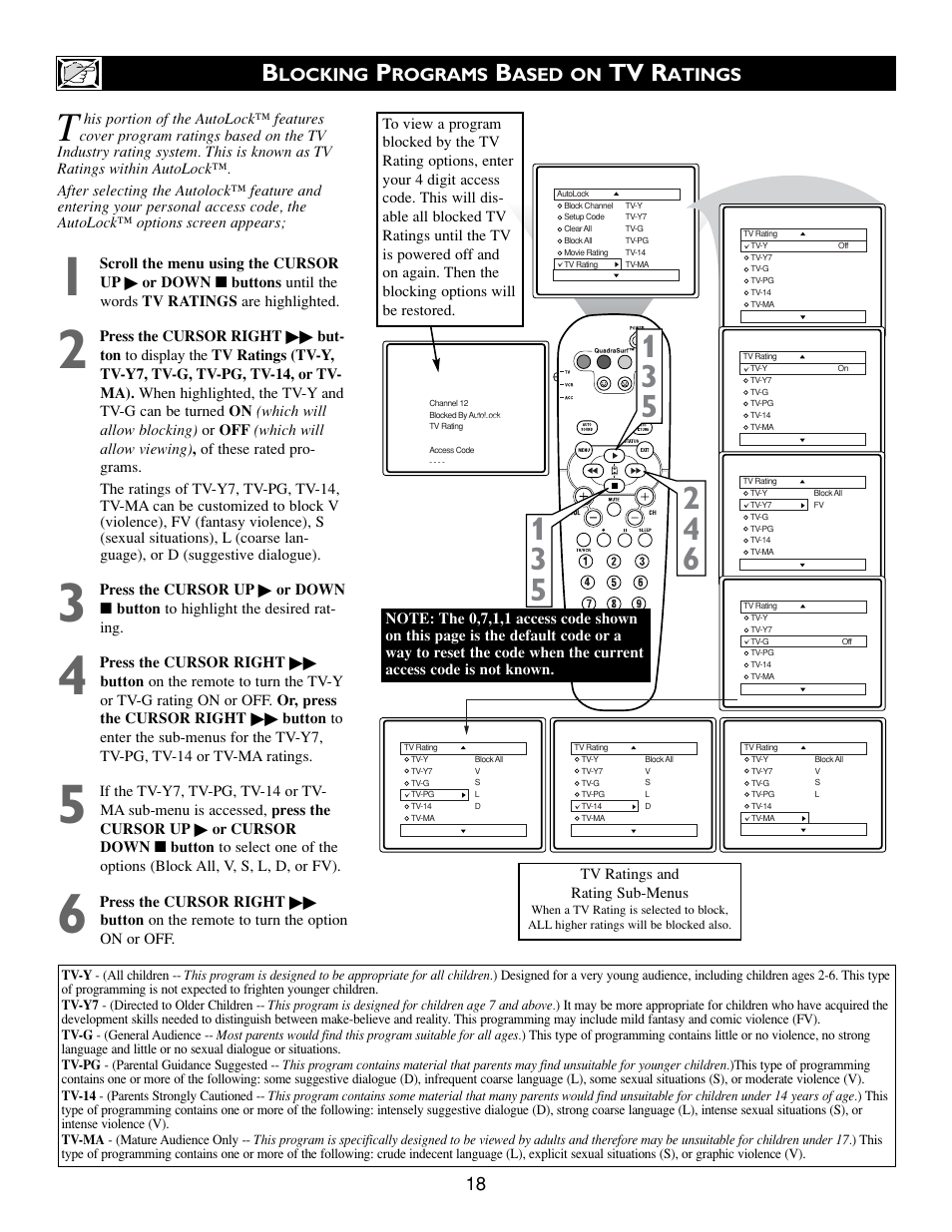 Tv r, Locking, Rograms | Ased on, Atings | Philips 32PT563S User Manual | Page 18 / 40
