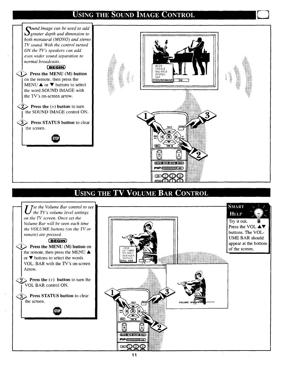 Using the tv volume bar control, Tv v, Sing | Olume, Ontrol | Philips TP3669C User Manual | Page 11 / 40