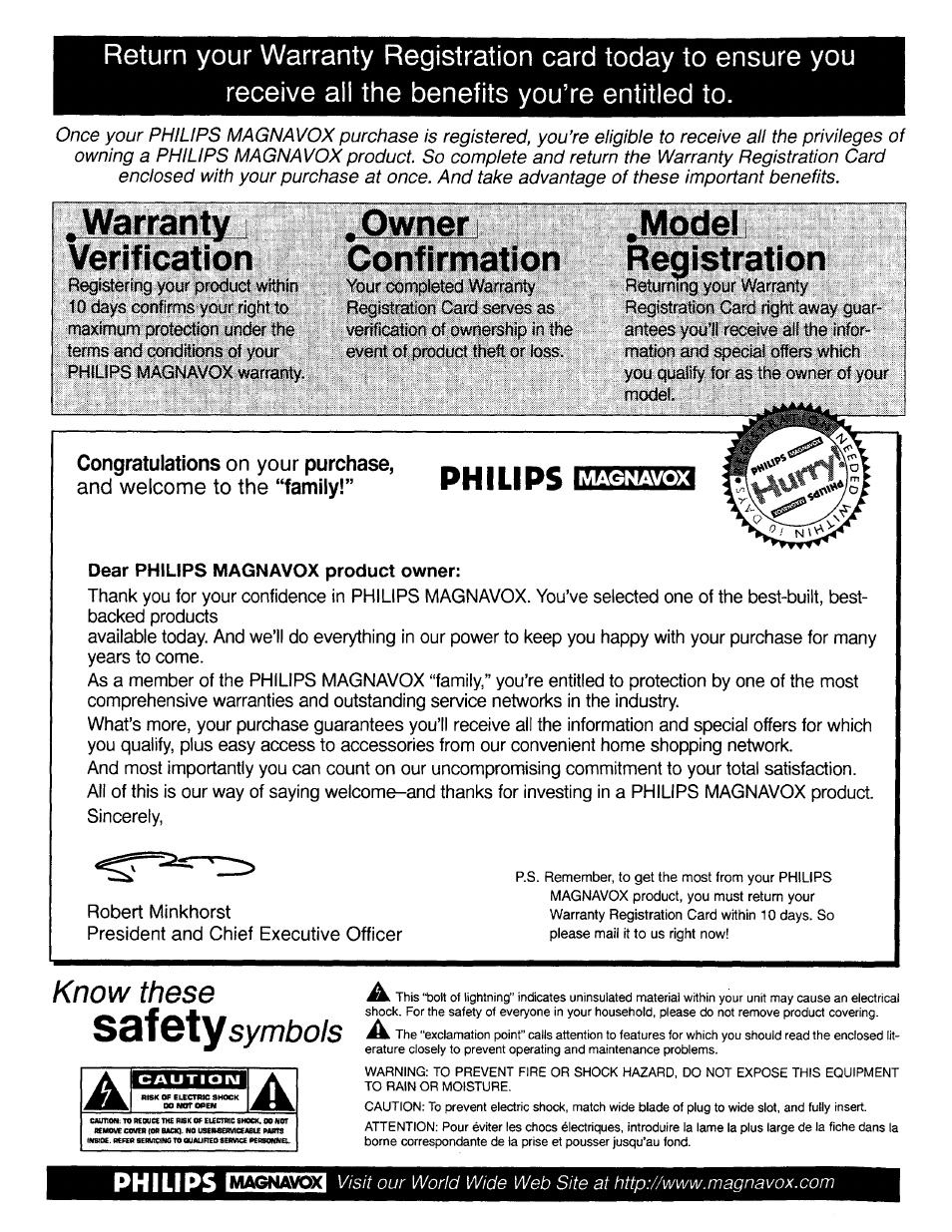 Philips, Warranty. verification, Owner confirmation | Model registration, Know these ssîqxy symbols | Philips TP3669C User Manual | Page 2 / 40