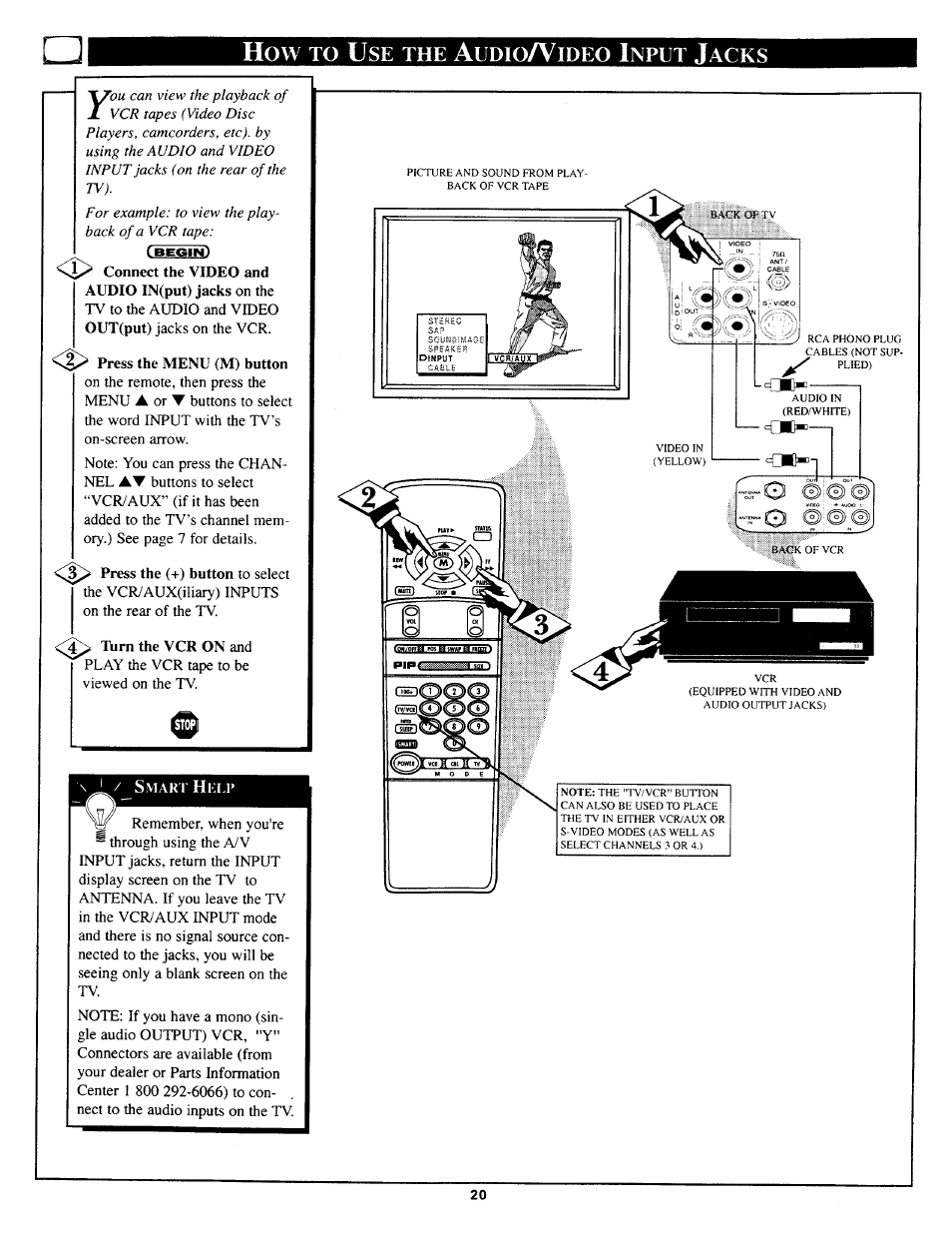 How to use the audioa^ideo input jacks, Udio, Ideo | Nput, Acks | Philips TP3669C User Manual | Page 20 / 40