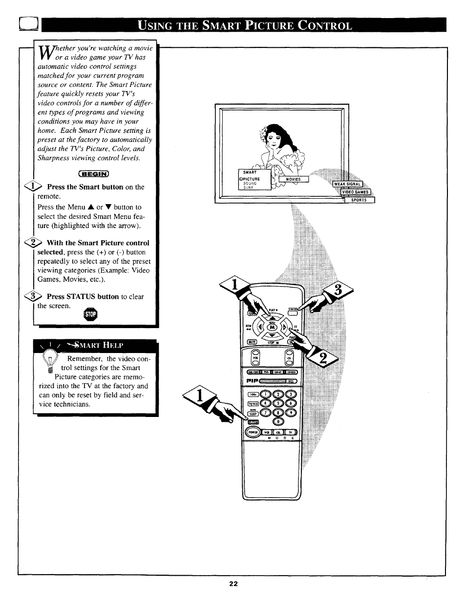 Using the smart picture control, Sing, Mart | Icture, Ontrol | Philips TP3669C User Manual | Page 22 / 40