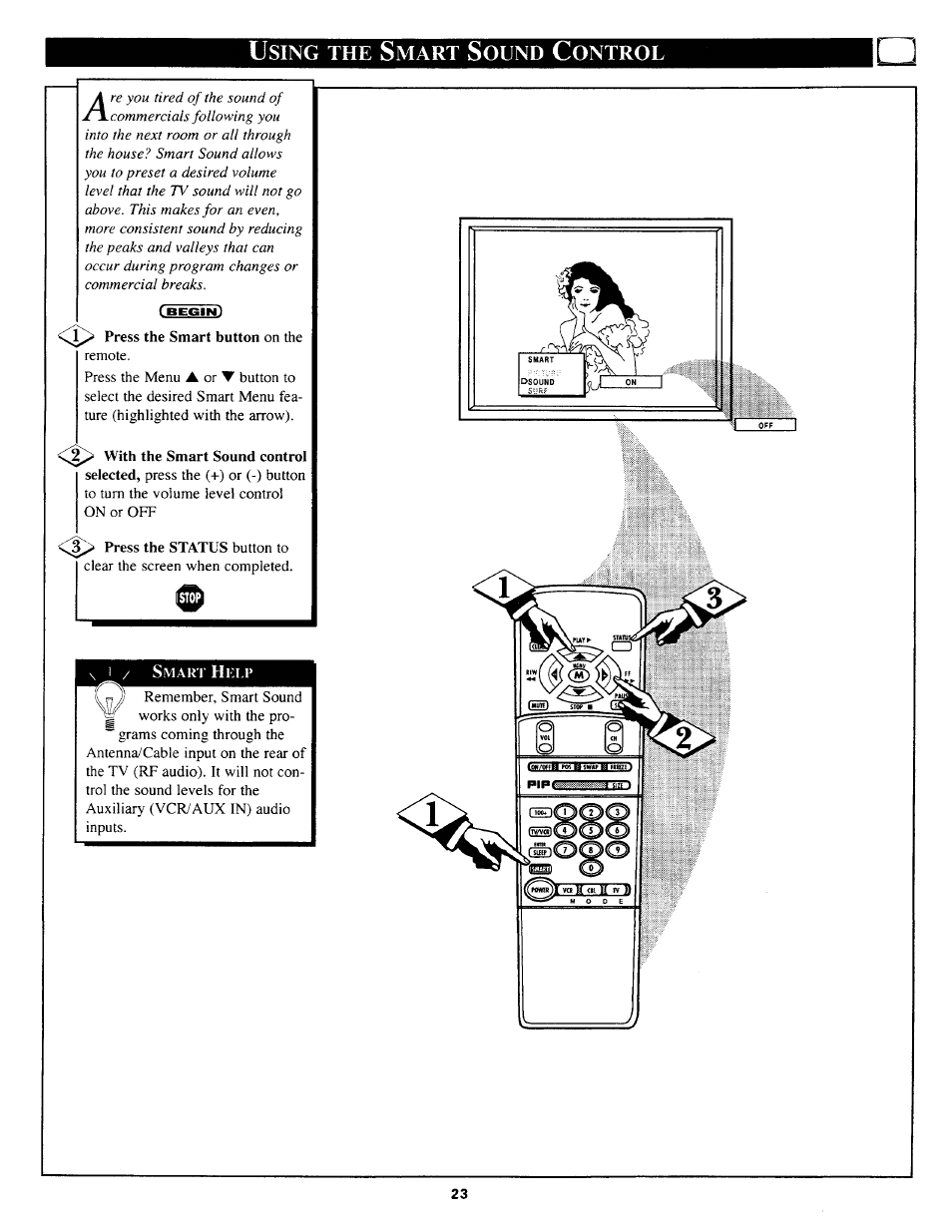 Using the smart sound control, 3 using the smart sound control | Philips TP3669C User Manual | Page 23 / 40