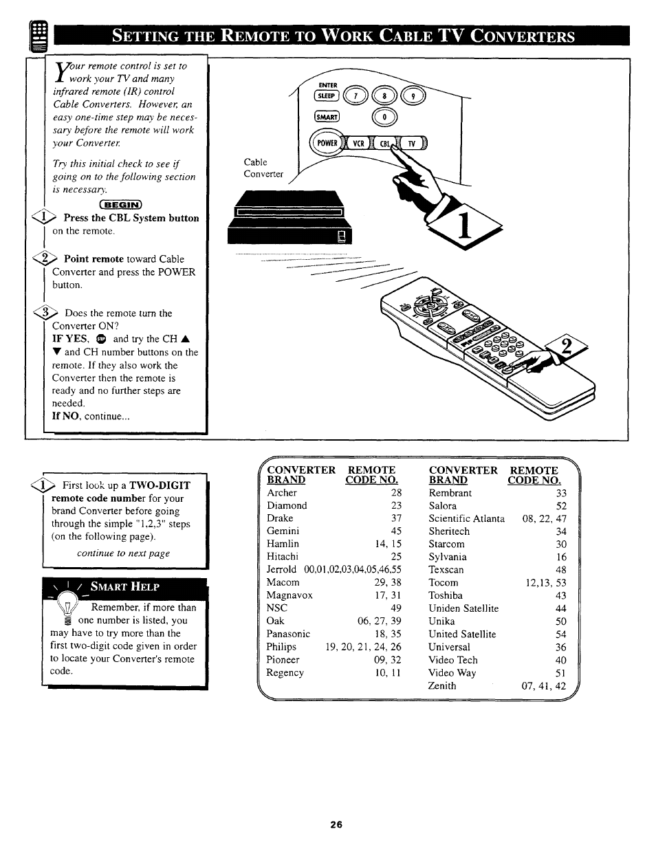 Tv c, Etting, Emote | Able, Onverters | Philips TP3669C User Manual | Page 26 / 40