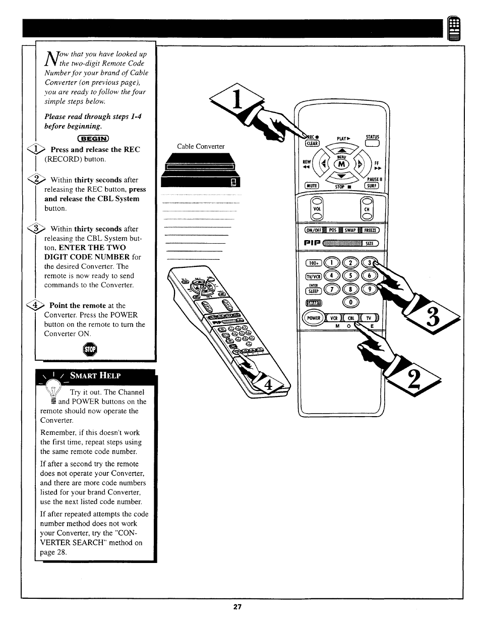 Point the remote at the | Philips TP3669C User Manual | Page 27 / 40