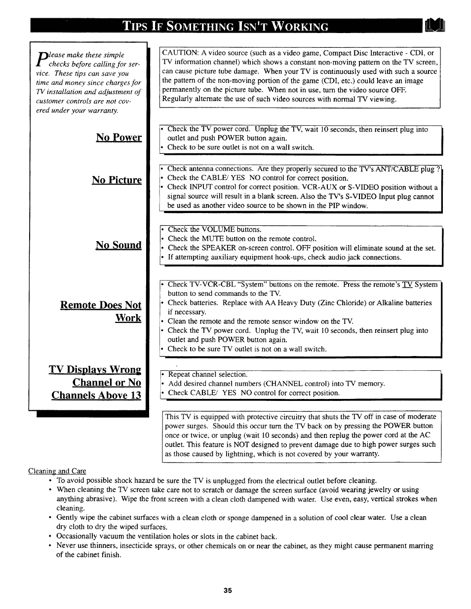 Tips if something isn't working, Tips if something isn’t working | Philips TP3669C User Manual | Page 35 / 40