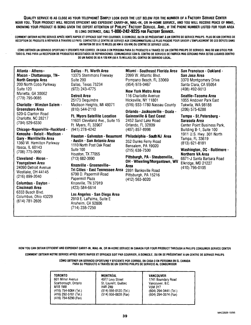 Philips TP3669C User Manual | Page 39 / 40