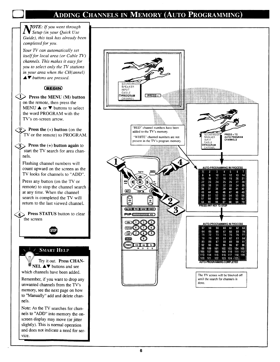 Adding channels in memory (auto programming), Adding channels in memory (manually), Dding | Hannels, Emory, Rogramming | Philips TP3669C User Manual | Page 6 / 40