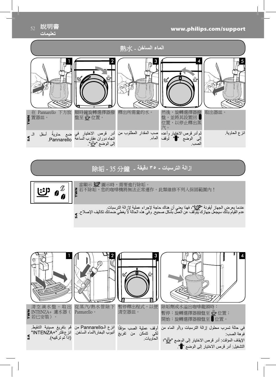 除垢 - 35 分鐘 | Philips HD8837-47 User Manual | Page 52 / 60