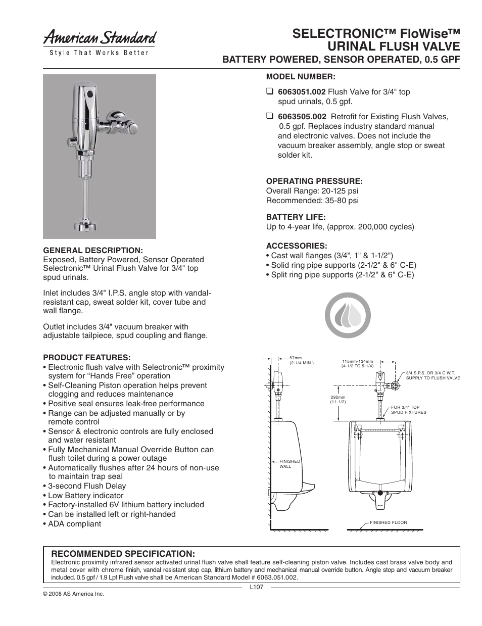 American Standard 6063051.002 User Manual | 2 pages