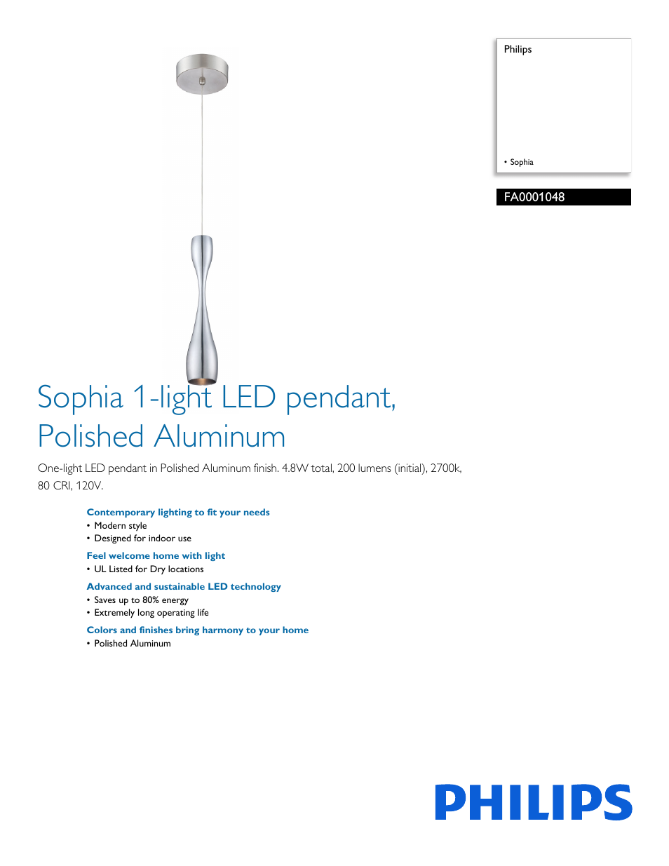 Philips FA0001048 User Manual | 2 pages