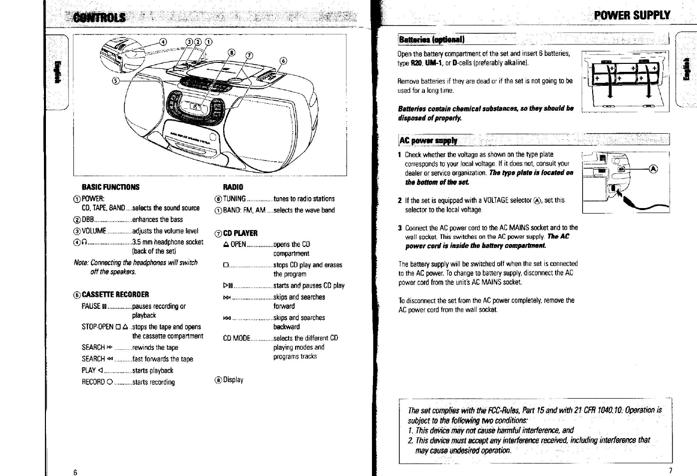 Pwver supply, Ibauiriwiaihianll, Ac imhotf ropply | Philips AZ1010-17 User Manual | Page 3 / 7