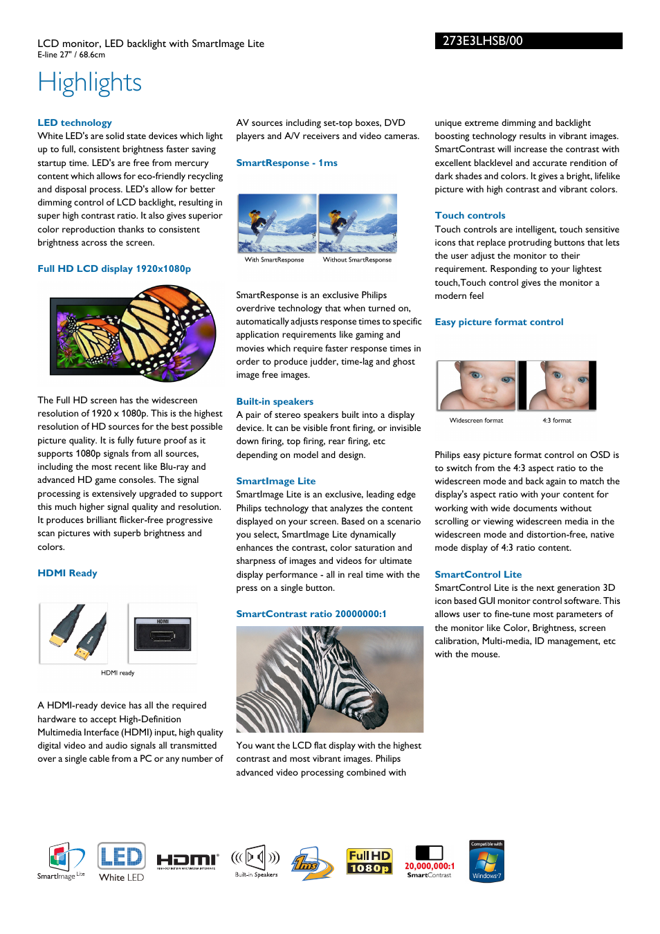 Highlights | Philips 273E3LHSB-00 User Manual | Page 2 / 3