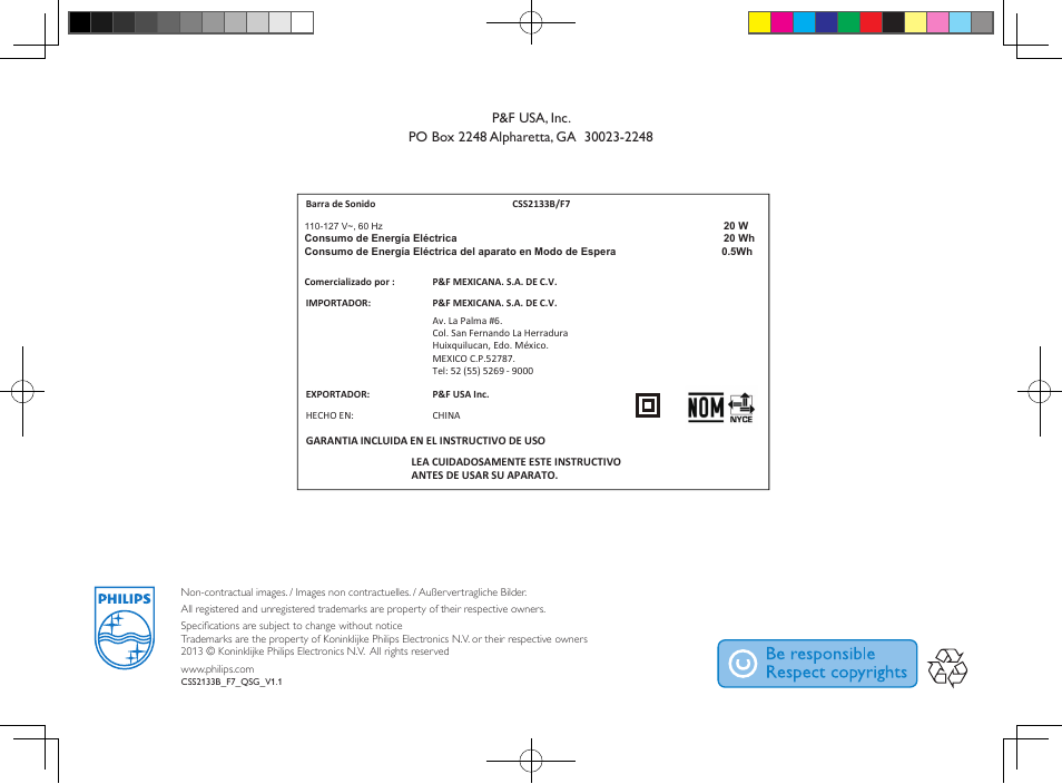 Philips CSS2133B-F7 User Manual | Page 16 / 16