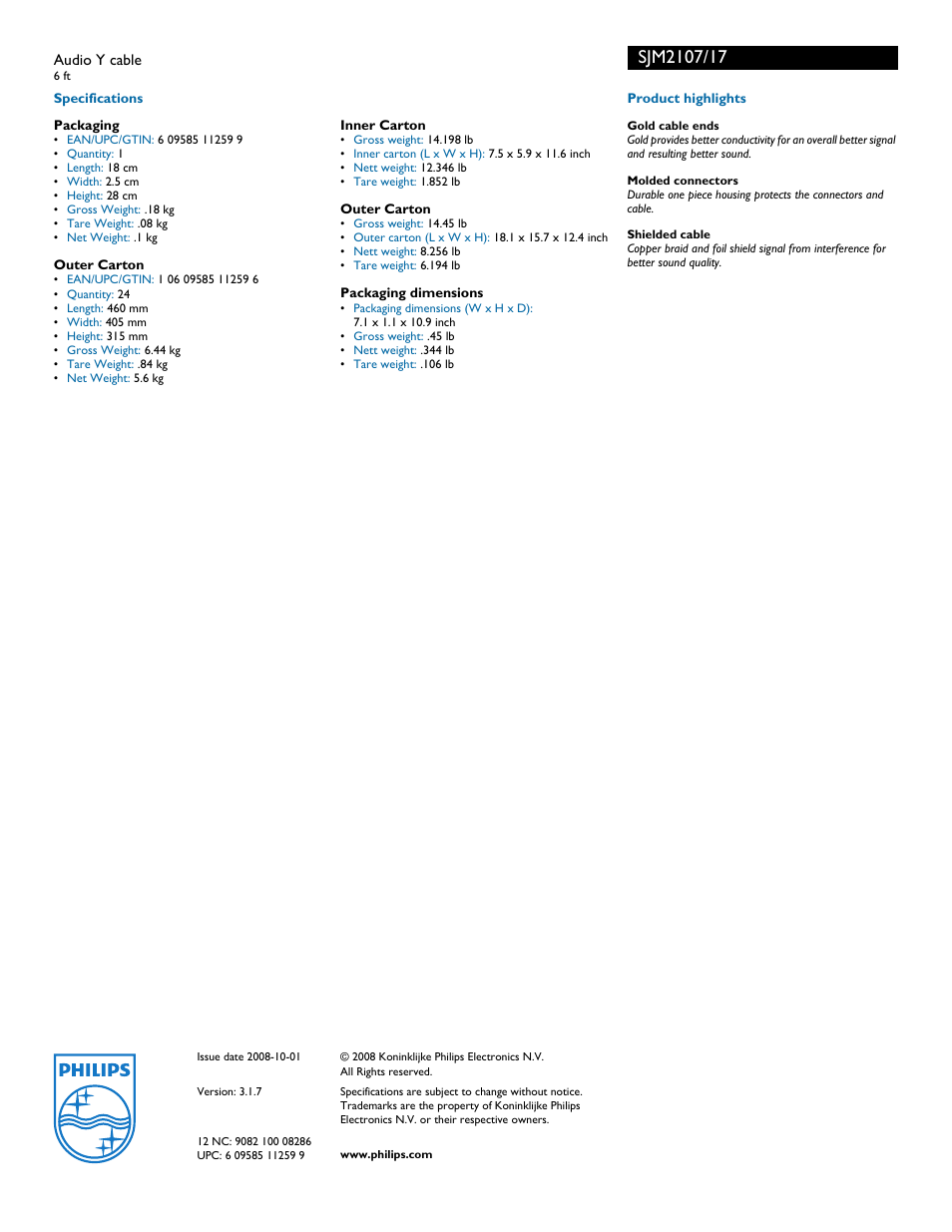 Philips SJM2107-17 User Manual | Page 2 / 2