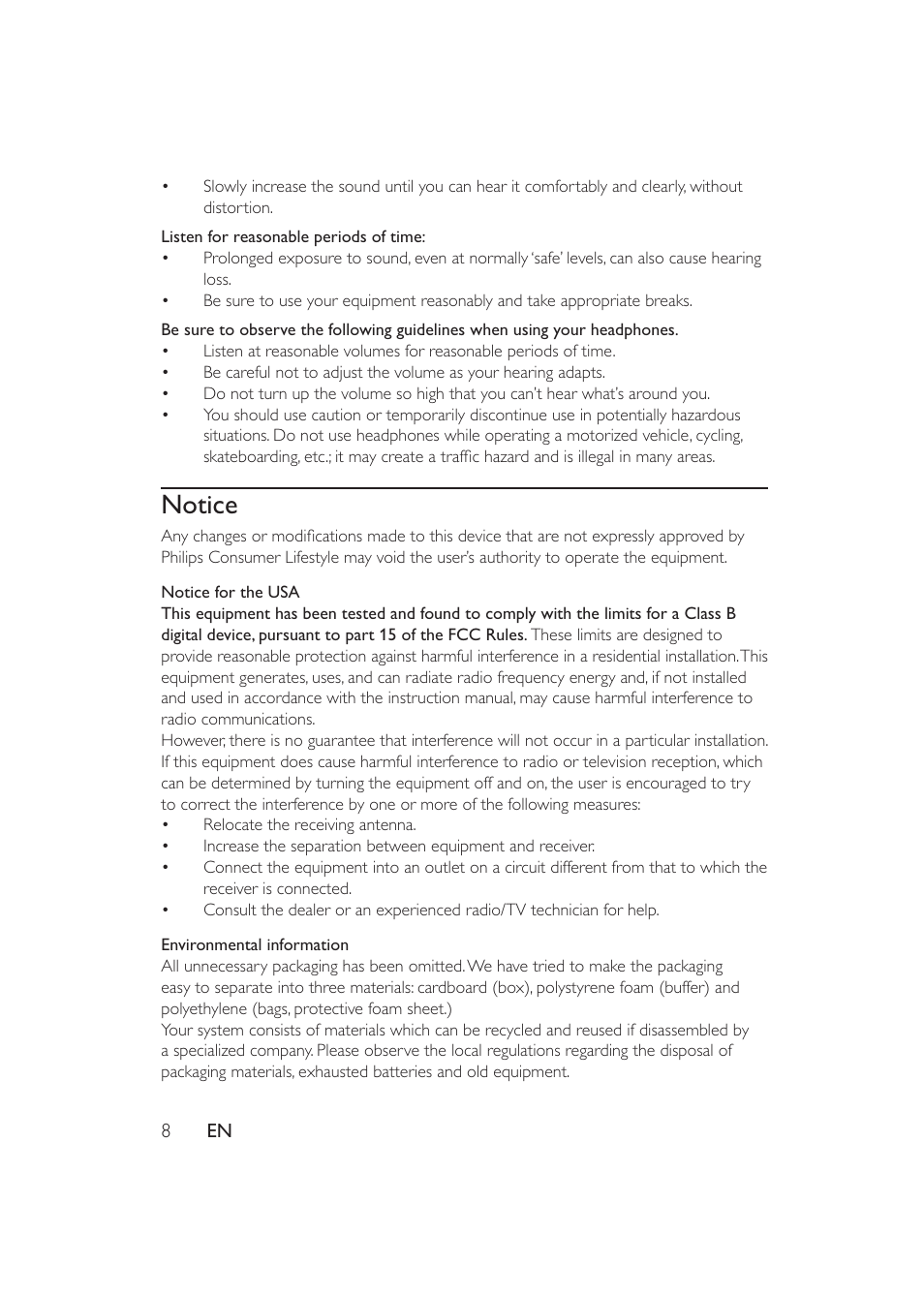 Notice | Philips PET741W-17 User Manual | Page 8 / 19