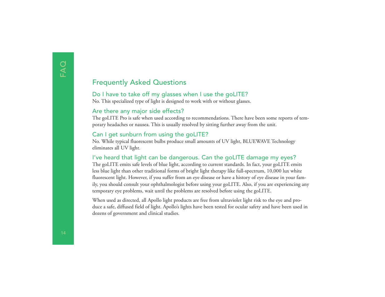 Fa q | Philips goLITE M2 HF3230 User Manual | Page 16 / 18