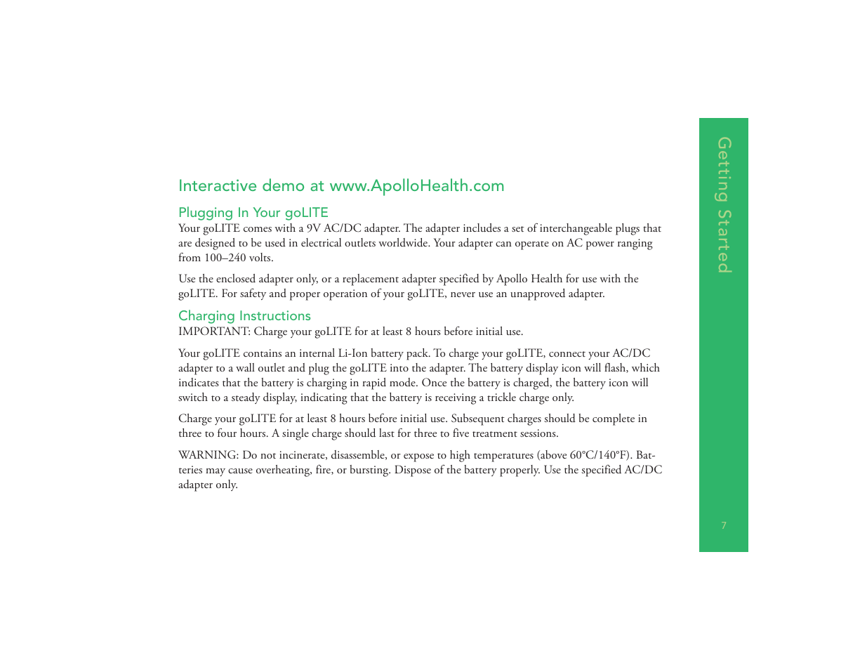 Getting started | Philips goLITE M2 HF3230 User Manual | Page 9 / 18