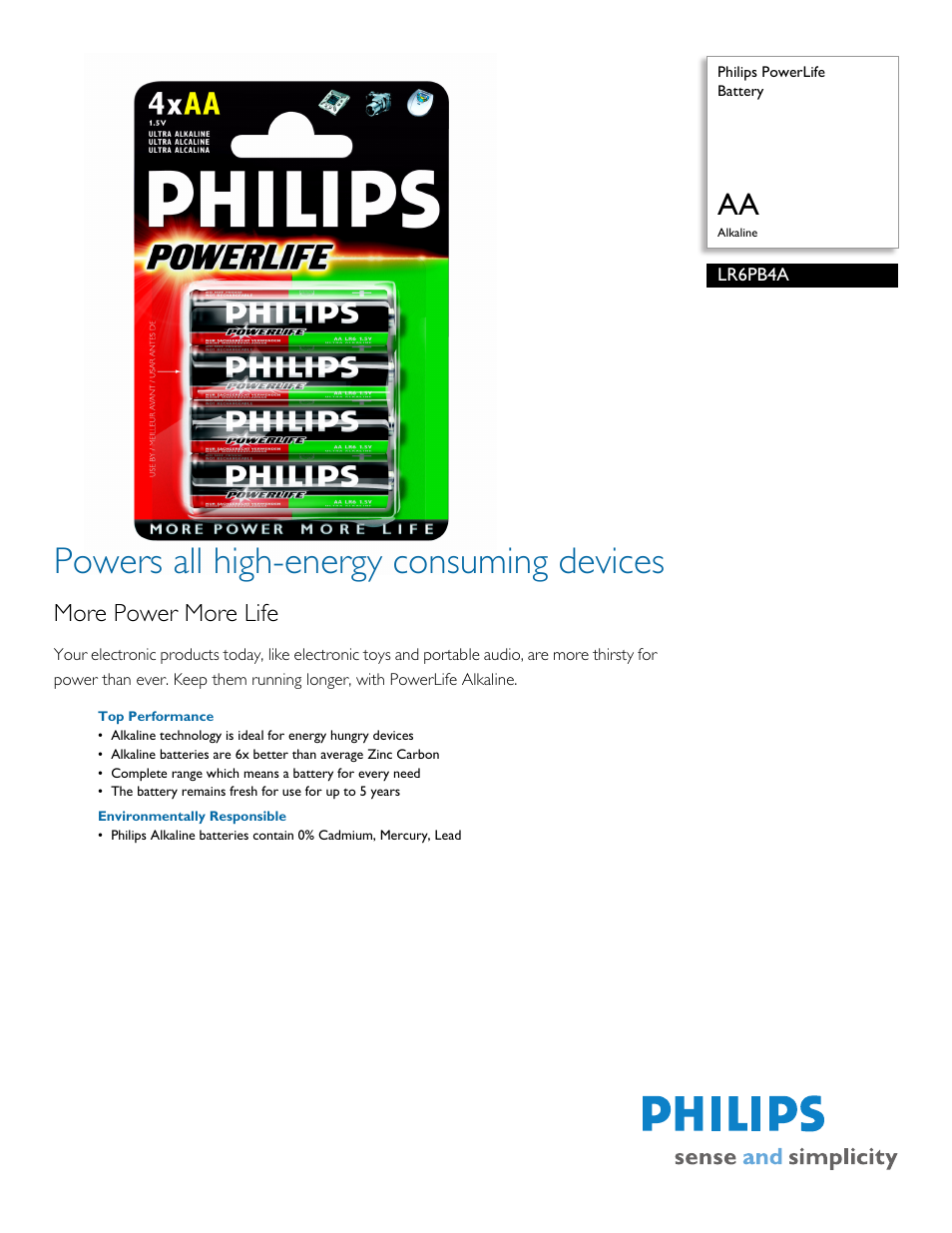 Philips LR6PB4A-27 User Manual | 2 pages